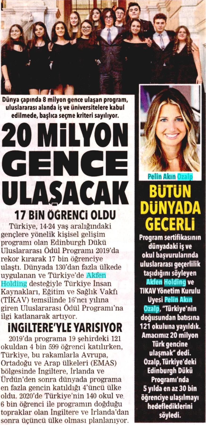 20 MİLYON GENCE ULAŞACAK